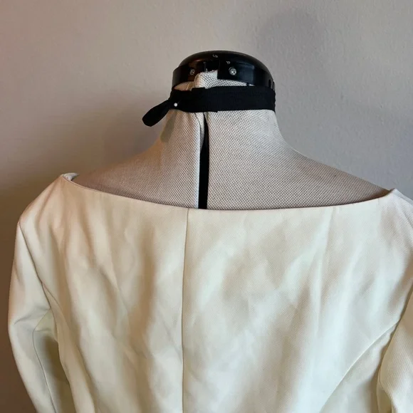 Cream Scoop neck Blazer Top with Gold Buttons - Picture 8 of 13